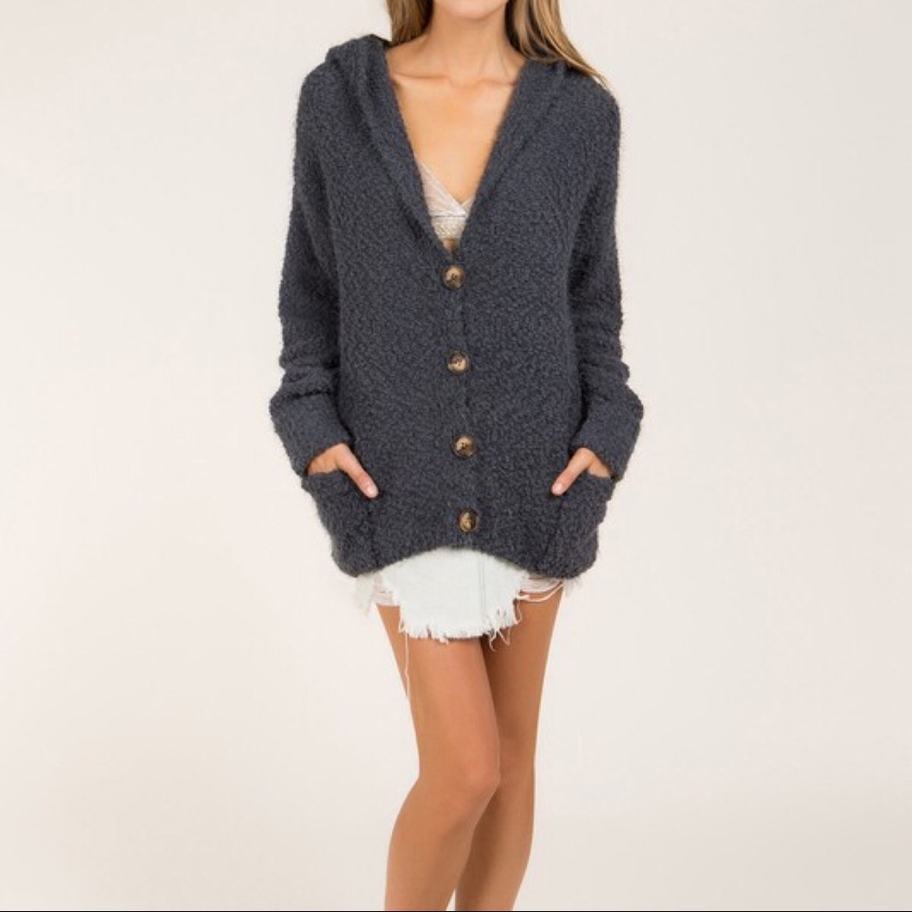 FLASH SALE‼️ Dakota Mohair Cardigan-Charcoal - Picture 3 of 4